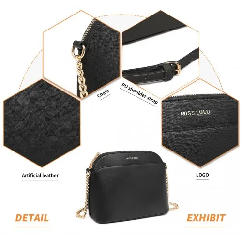 LT2101 - Miss Lulu Cross-Body Sleek Handbag - Black sold by Beagle Boutique product image thumbnail 5