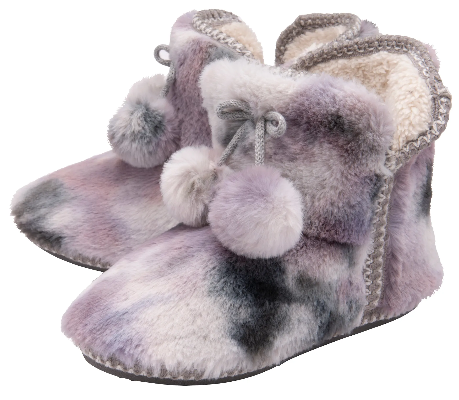 Ladies Fluffy Pom Pom Slipper Booties sold by Beagle Boutique