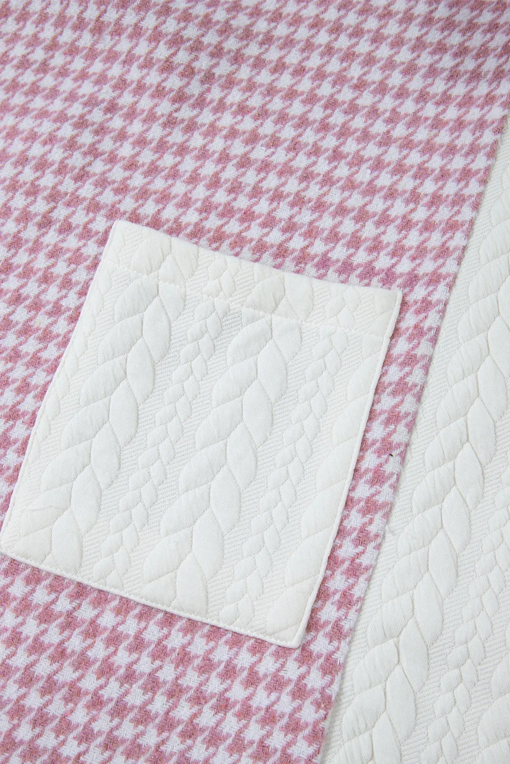 Pink Houndstooth Colour Contrast Textured Patchwork Loose Shacket sold by Beagle Boutique product image thumbnail 4