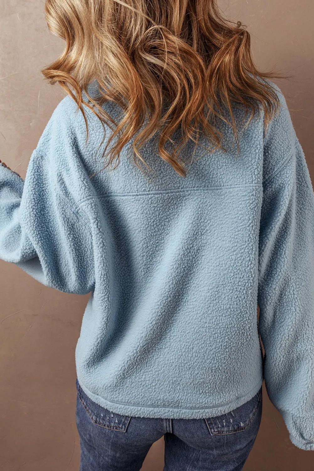 Myosotis Collared Zipper Drop Shoulder Fleece Sweatshirt sold by Beagle Boutique product image thumbnail 2