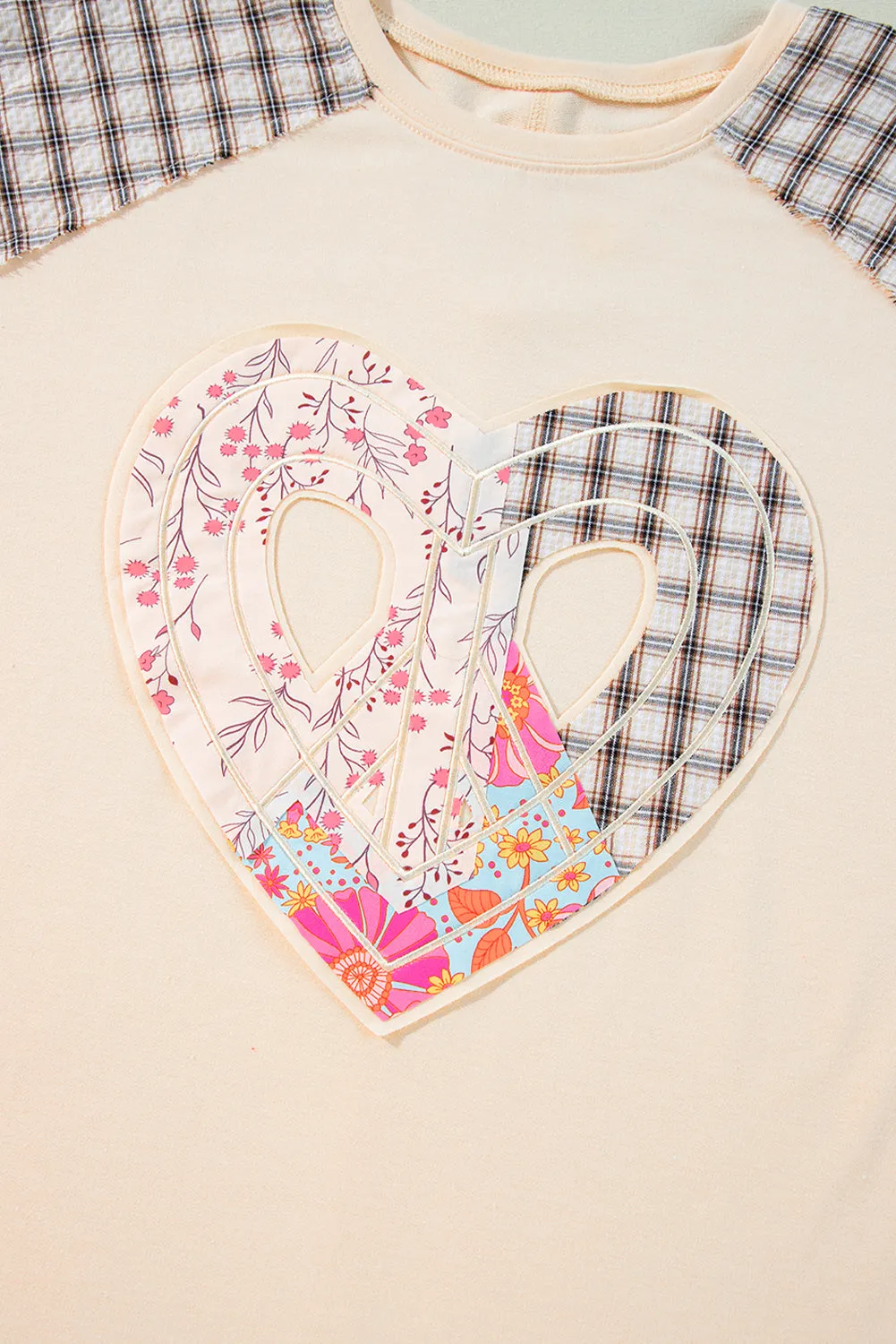 Clearly Aqua Plaid Floral Peace Heart Graphic Wide Long Sleeve Top sold by Beagle Boutique product image thumbnail 5