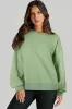 Smoke Green Solid O Neck High Low Hem Pullover Sweatshirt sold by Beagle Boutique