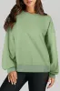 Smoke Green Solid O Neck High Low Hem Pullover Sweatshirt sold by Beagle Boutique
