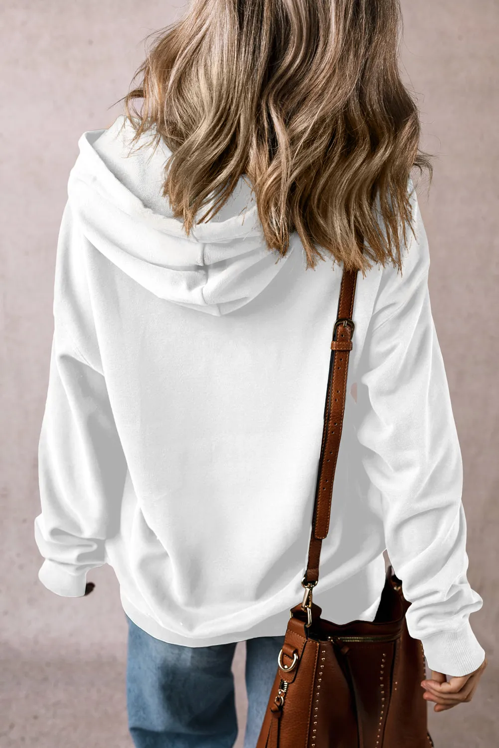 White Fleece Lined Kangaroo Pocket Drawstring Chunky Hoodie sold by Beagle Boutique product image thumbnail 2