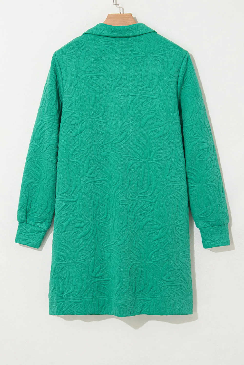 Sea Green Jacquard Textured Quarter Zipper Shift Mini Dress sold by Beagle Boutique product image thumbnail 5