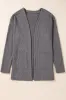 Medium Grey  Solid Textured Open Front Cardigan with Pocket sold by Beagle Boutique