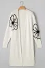 Beige Flower Embroidered Drop Shoulder Open Front Duster Cardigan sold by Beagle Boutique