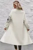 Beige Flower Embroidered Drop Shoulder Open Front Duster Cardigan sold by Beagle Boutique