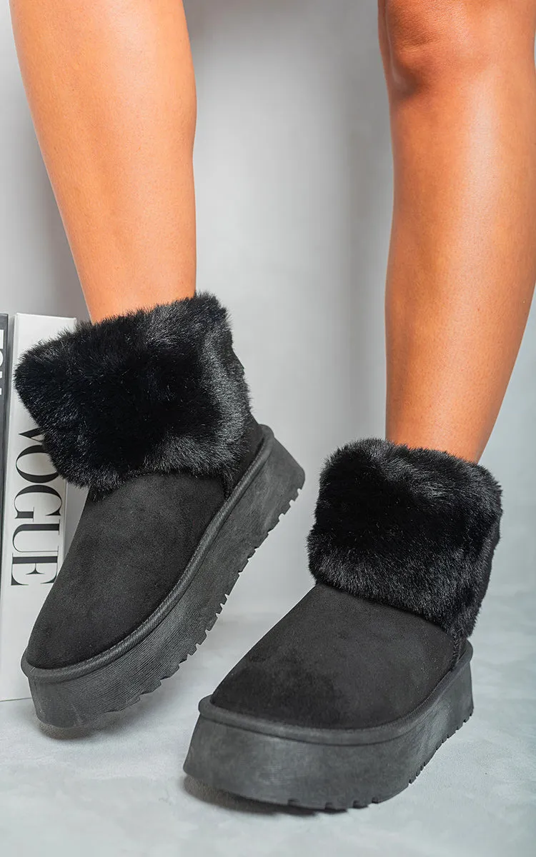 Fuzzy Cuff Slip On Snow Boots sold by Beagle Boutique