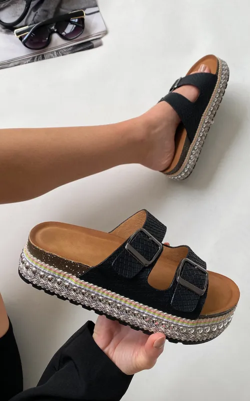 Embellished Buckle Sandals made by Moda