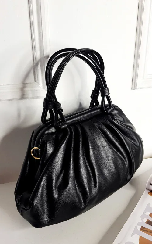 Faux Leather Bag with Handle Detail sold by Beagle Boutique