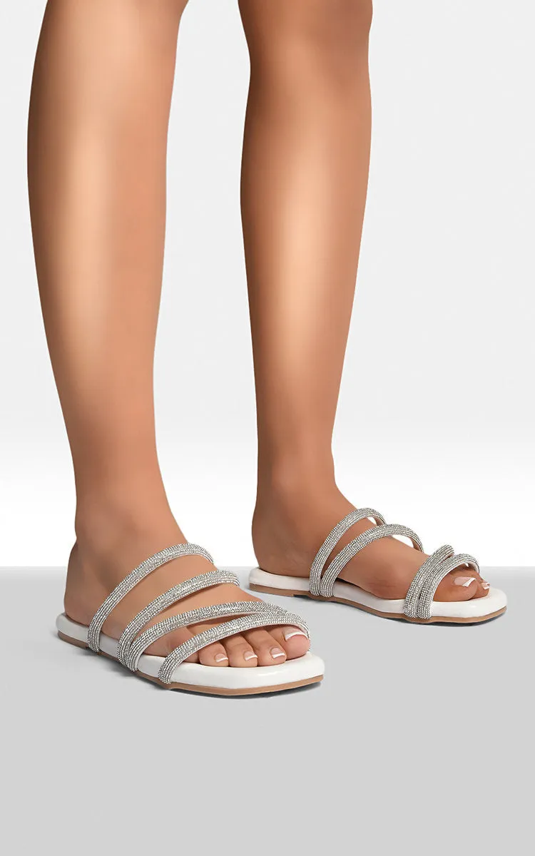 Embellished Asymmetrical Strap Flat Sandals sold by Beagle Boutique