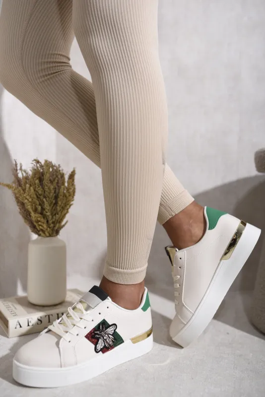 Bee Stripe Lace-Up Platform Trainers sold by Beagle Boutique