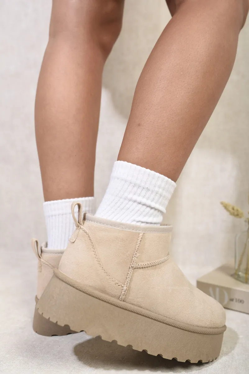 Faux Suede Ultra Mini Ankle Platform Boots sold by Beagle Boutique product image thumbnail 3