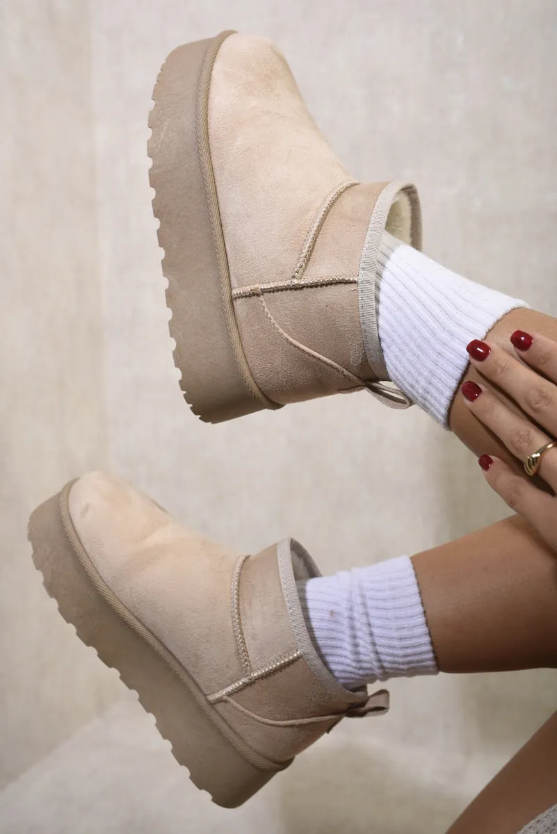 Faux Suede Ultra Mini Ankle Platform Boots sold by Beagle Boutique product image thumbnail 2