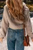 Light French Beige Zipper Pocketed Winter Fuzzy Jacket sold by Beagle Boutique