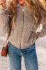 Light French Beige Zipper Pocketed Winter Fuzzy Jacket sold by Beagle Boutique