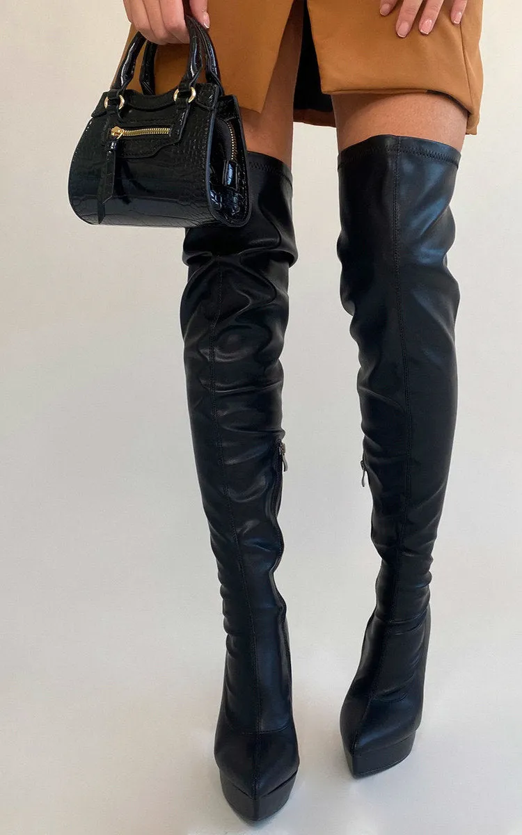 Knee High Pointed Heel Boots with Zip Detail sold by Beagle Boutique product image thumbnail 3