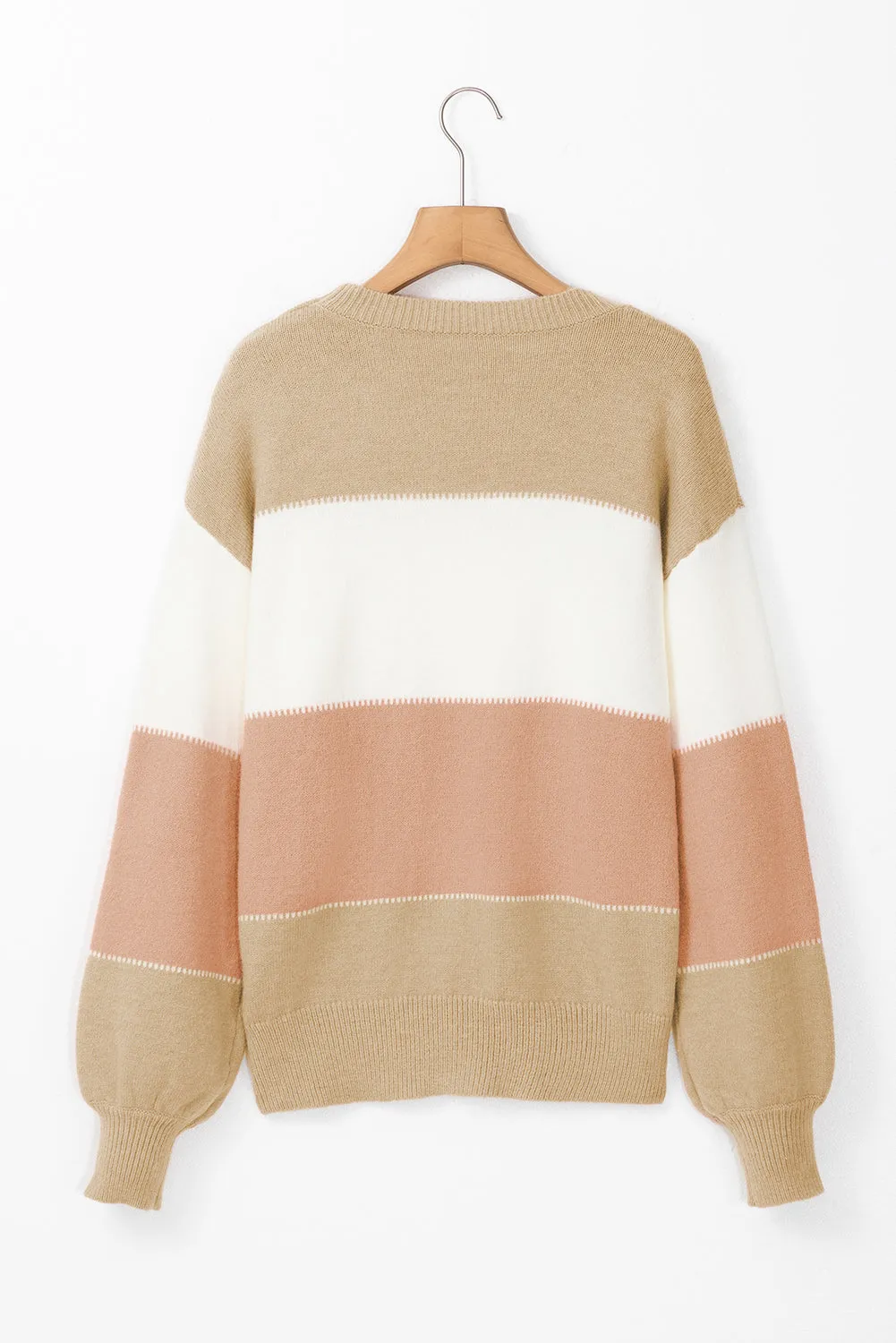 Dusty Pink Colour Block Lantern Sleeve Drop Shoulder Sweater sold by Beagle Boutique product image thumbnail 5