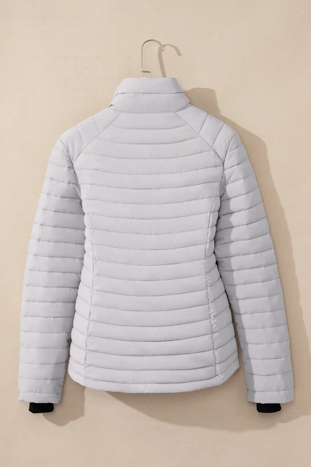 Silvery Solid Colour Quilted Zip-up Puffer Jacket sold by Beagle Boutique product image thumbnail 5