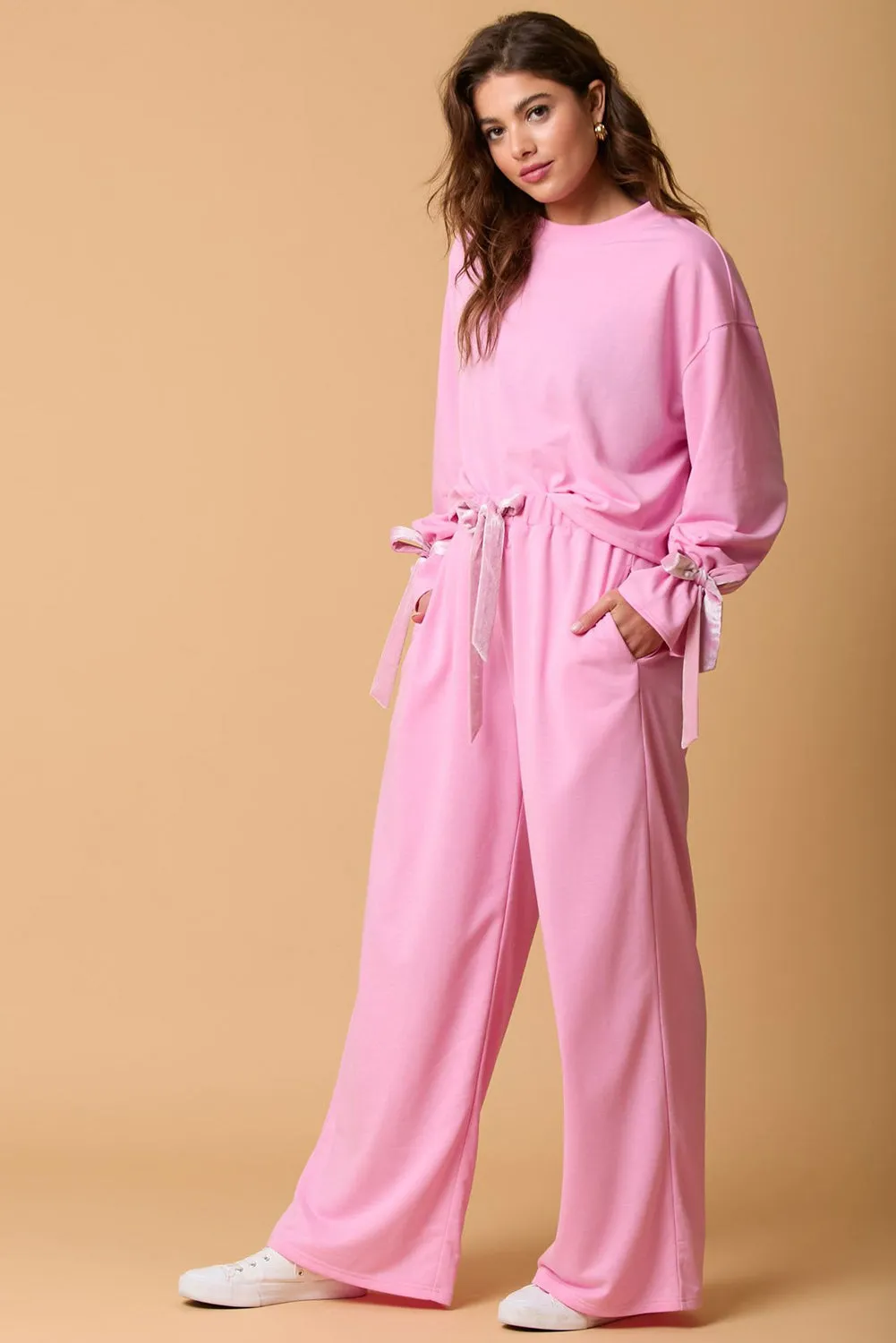 Bonbon Solid Colour Drawstring Long Sleeve Top and Trousers Set sold by Beagle Boutique product image thumbnail 2