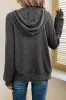Dark Grey Ribbed Zip Up Front Drawstring Hoodie sold by Beagle Boutique
