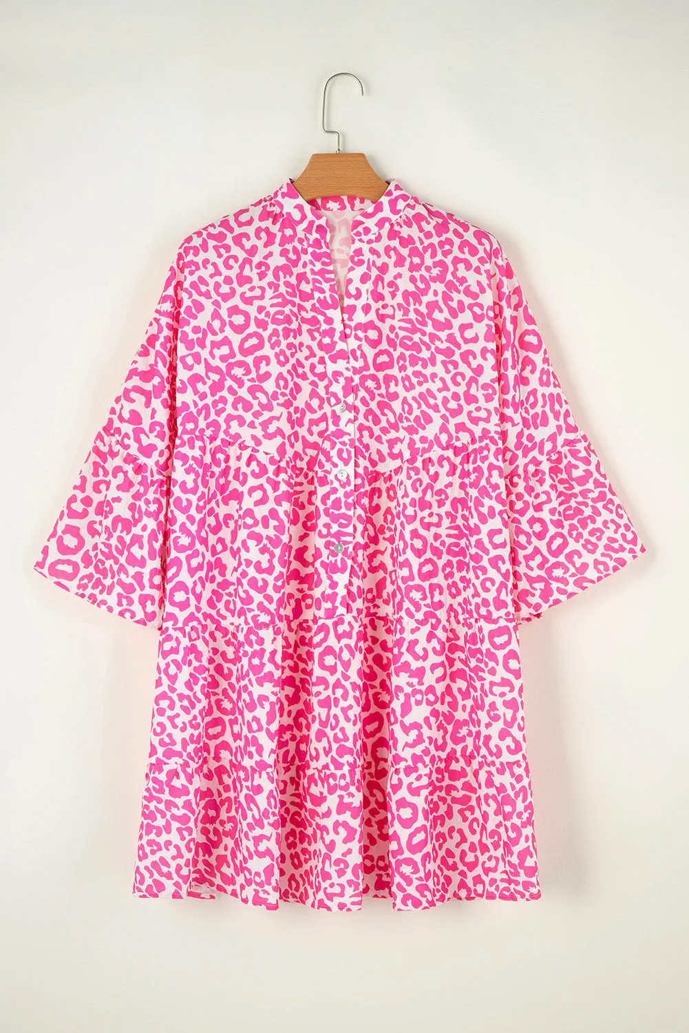 Leopard Printed Long Sleeve Buttoned Front Mini Dress sold by Beagle Boutique product image thumbnail 3