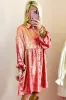 Peach Blossom Metallic Sheen Puff Sleeve Button Up Mini Shirt Dress sold by Beagle Boutique