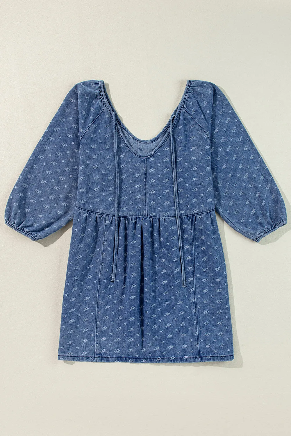 Ashleigh Blue Textured Open Back Loose Fit Denim Dress sold by Beagle Boutique product image thumbnail 5