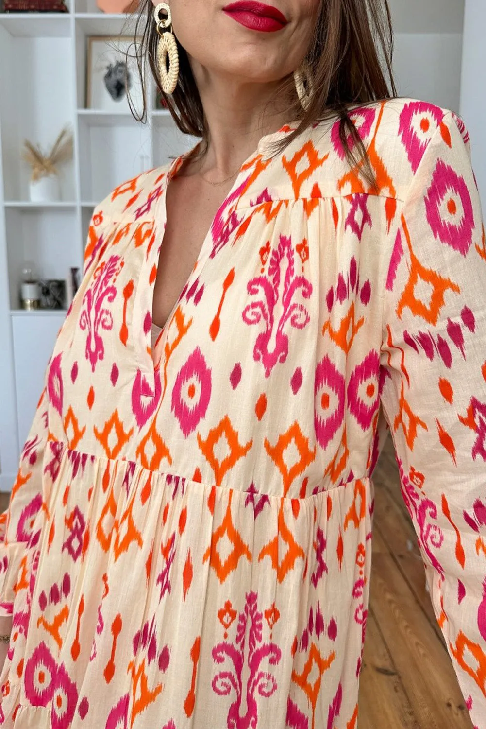 Orange Western Abstract Geometric Printed Maxi Dress sold by Beagle Boutique product image thumbnail 4
