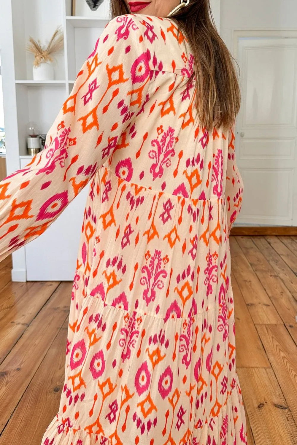 Orange Western Abstract Geometric Printed Maxi Dress sold by Beagle Boutique product image thumbnail 3