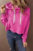 Sachet Pink Solid Drop Shoulder Drawstring Cropped Hoodie sold by Beagle Boutique