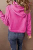Sachet Pink Solid Drop Shoulder Drawstring Cropped Hoodie sold by Beagle Boutique
