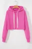 Sachet Pink Solid Drop Shoulder Drawstring Cropped Hoodie sold by Beagle Boutique