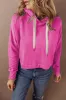 Sachet Pink Solid Drop Shoulder Drawstring Cropped Hoodie sold by Beagle Boutique