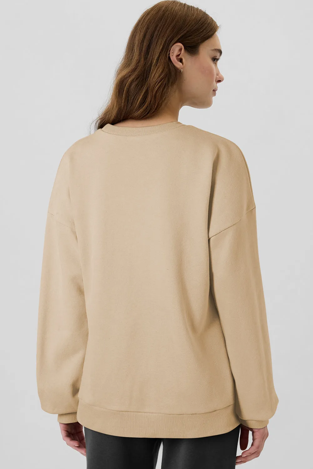 Apricot Solid Fleece Lined Drop Shoulder High Low Sweatshirt sold by Beagle Boutique product image thumbnail 2