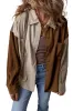 Brown Colour Block Chest Pockets Buttoned Corduroy Shacket sold by Beagle Boutique