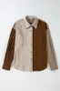 Brown Colour Block Chest Pockets Buttoned Corduroy Shacket sold by Beagle Boutique