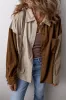 Brown Colour Block Chest Pockets Buttoned Corduroy Shacket sold by Beagle Boutique