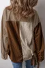 Brown Colour Block Chest Pockets Buttoned Corduroy Shacket sold by Beagle Boutique