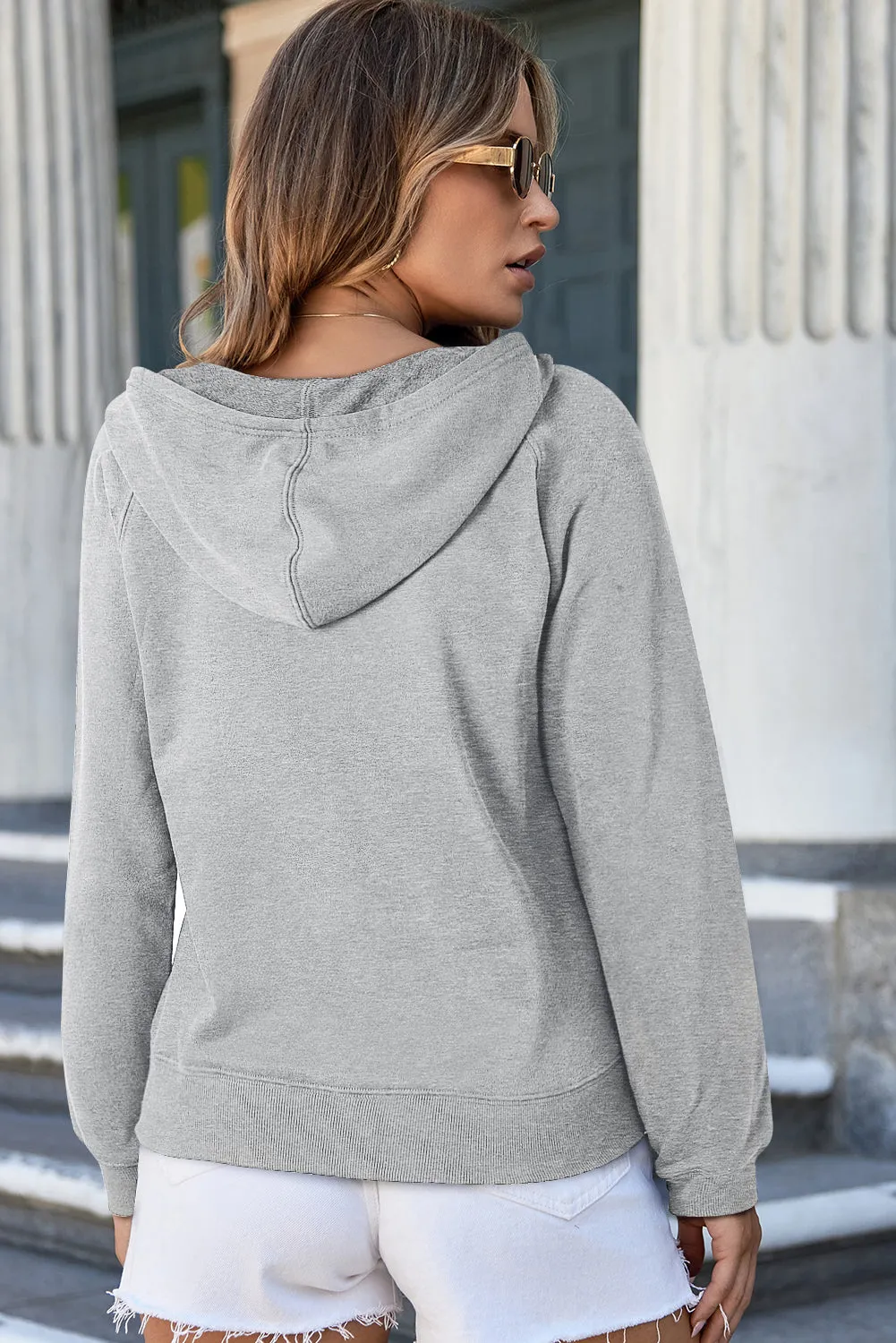 Light Grey Solid Colour Fleece Lined Zip up Hoodie sold by Beagle Boutique product image thumbnail 2