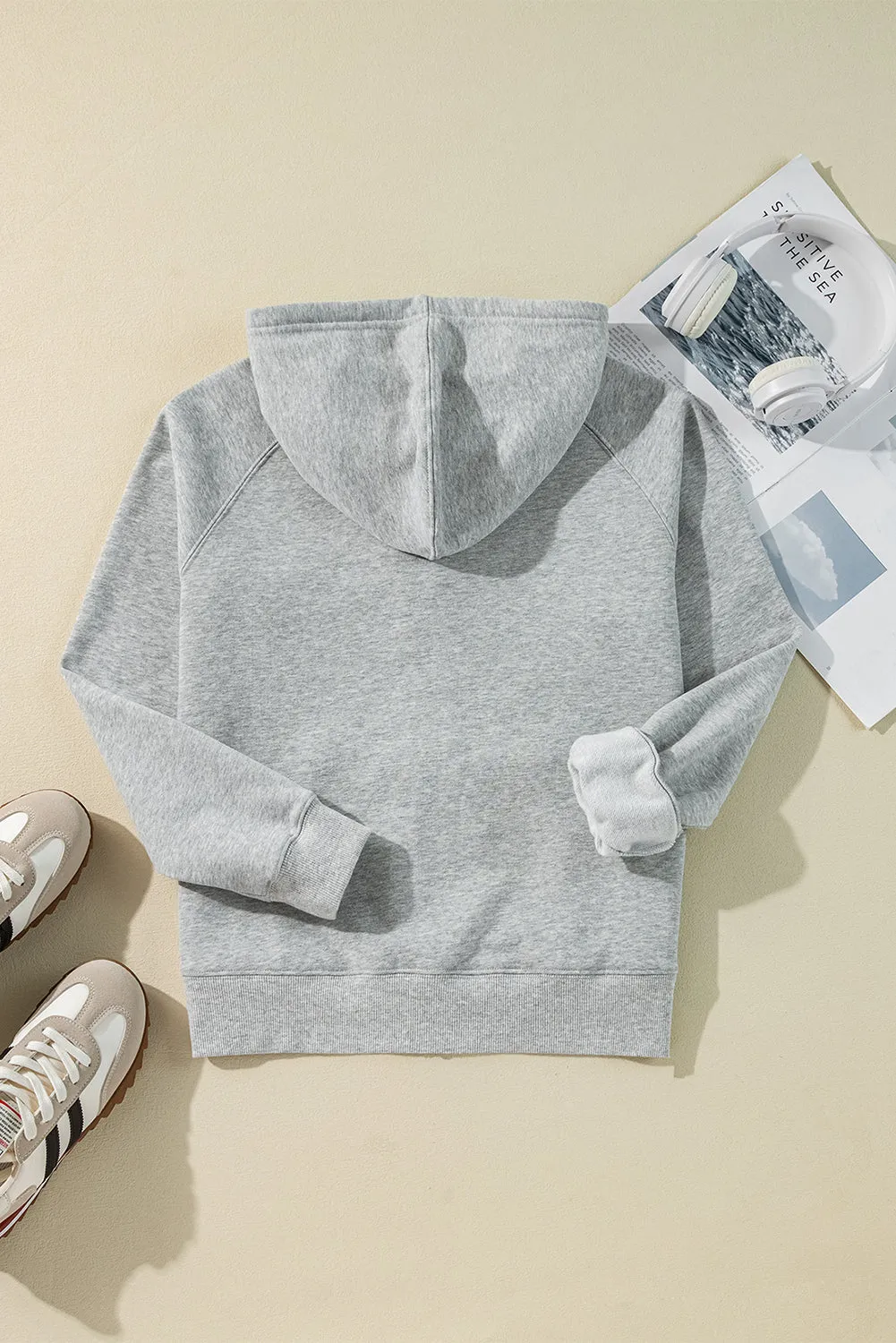Light Grey Solid Colour Fleece Lined Zip up Hoodie sold by Beagle Boutique product image thumbnail 5