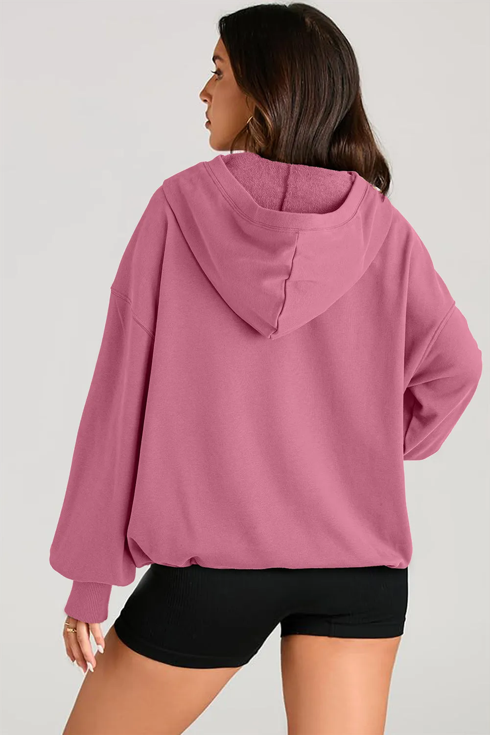 Valerian Solid Kangaroo Pocket Half Zipper Oversized Hoodie sold by Beagle Boutique product image thumbnail 2