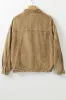 Apricot Studded Buttoned Chest Pockets Corduroy Jacket sold by Beagle Boutique