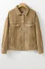 Apricot Studded Buttoned Chest Pockets Corduroy Jacket sold by Beagle Boutique