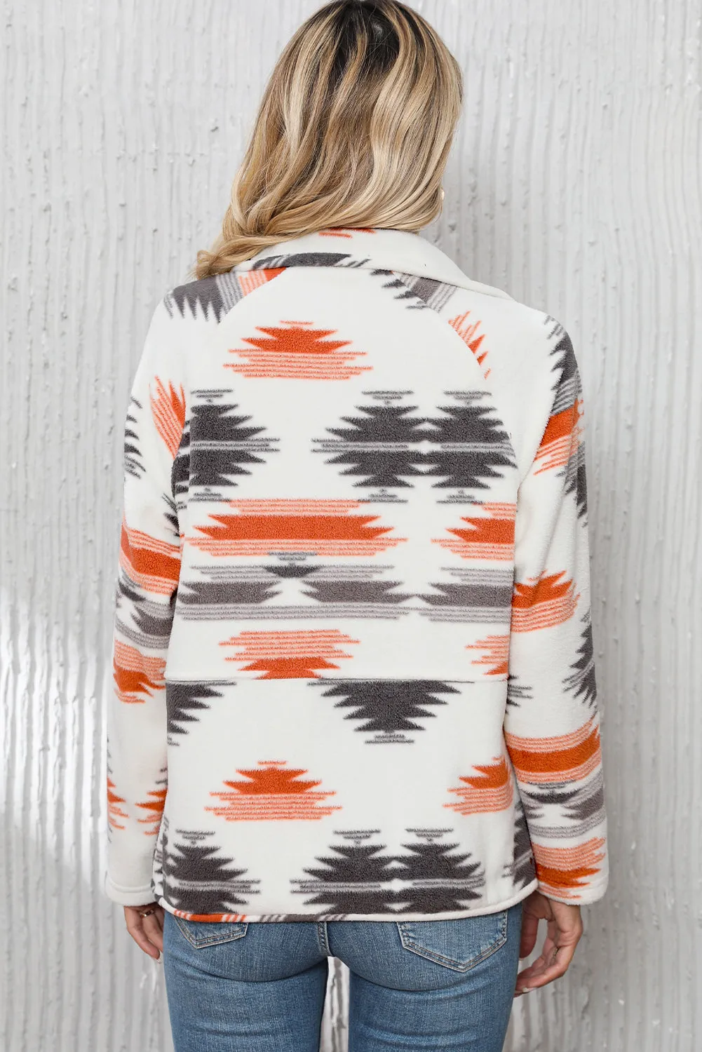 Multicolour Aztec Fleece Patchwork Snap Button Jacket sold by Beagle Boutique product image thumbnail 5