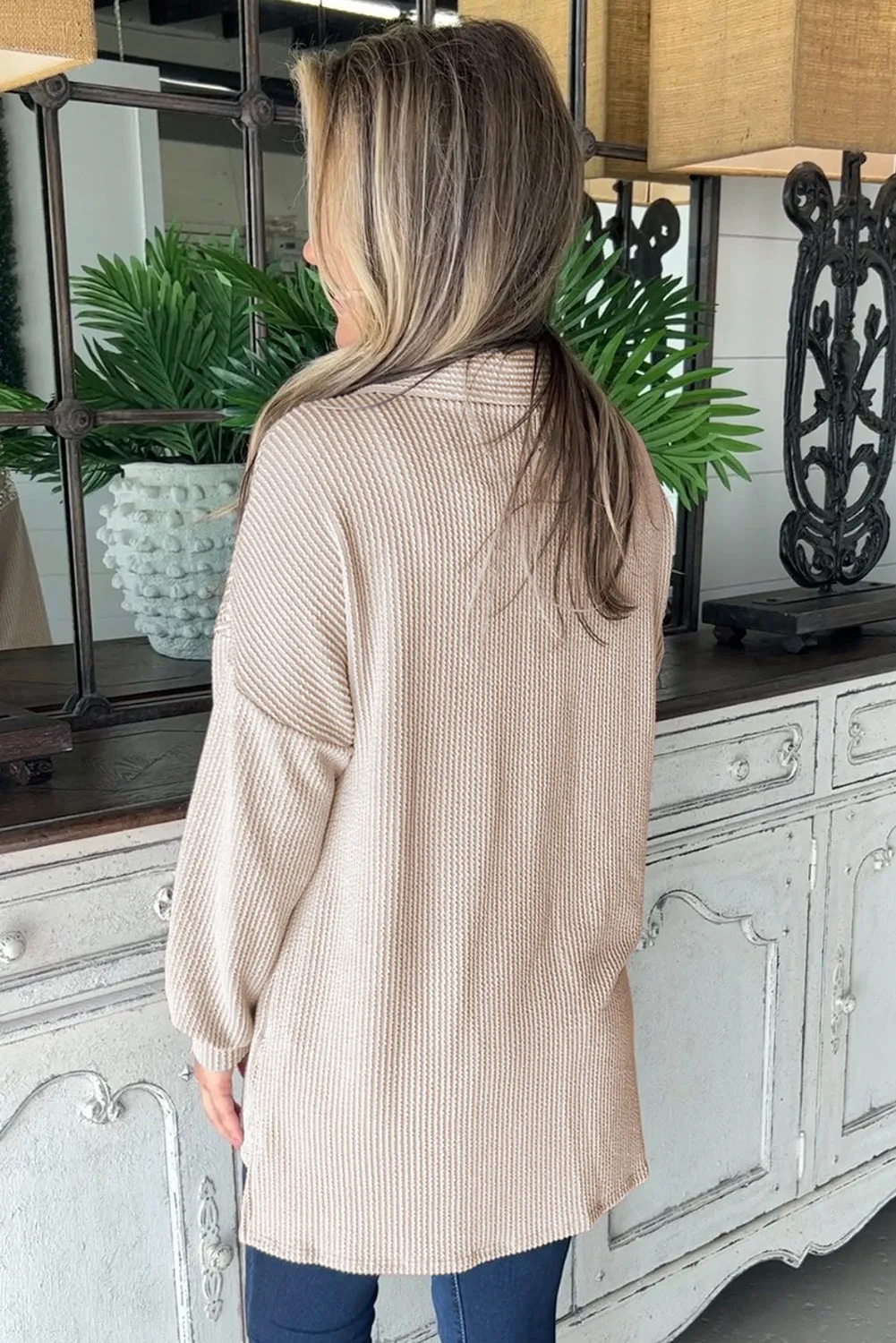 Parchment Sequin Patch Chest Pocket Corduroy Shacket sold by Beagle Boutique product image thumbnail 2