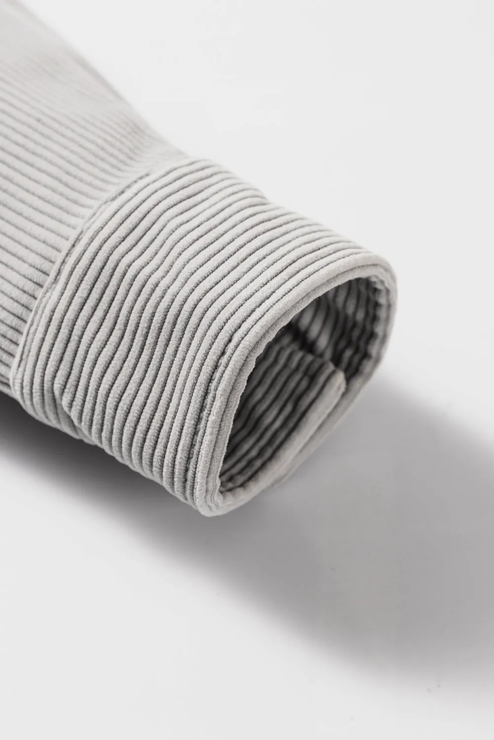 Light Grey Hooded Drawstring Pockets Corduroy Shacket sold by Beagle Boutique product image thumbnail 5