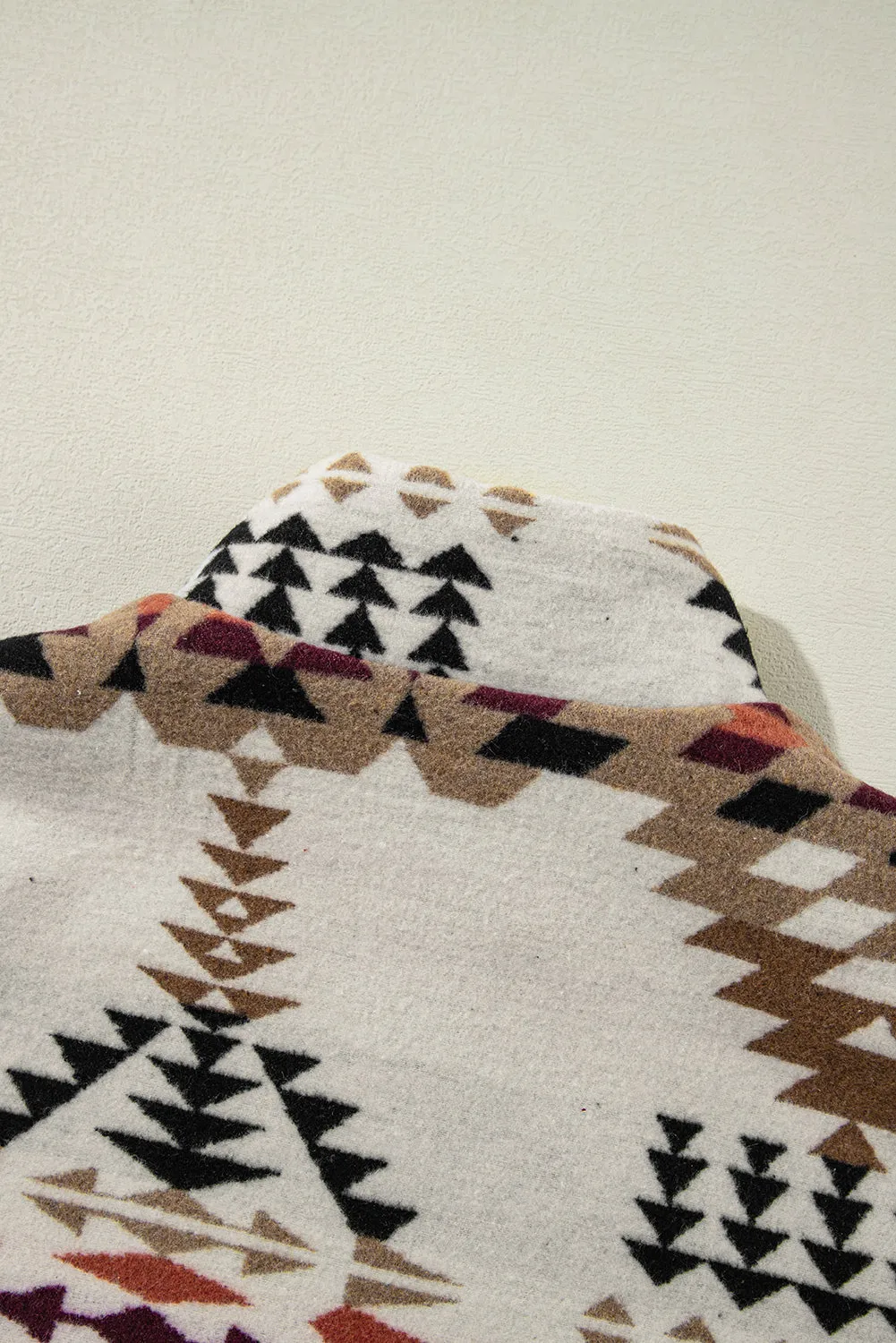 Beige Aztec Printed Stand Neck Zip Up Jacket sold by Beagle Boutique product image thumbnail 3