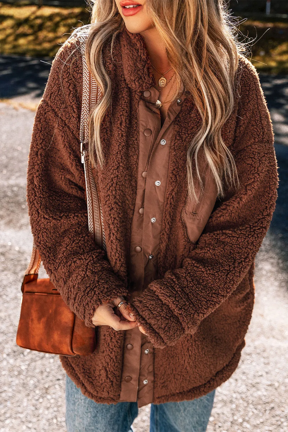 Red Clay Faux Shearling Teddy Bear Jacket sold by Beagle Boutique product image thumbnail 3